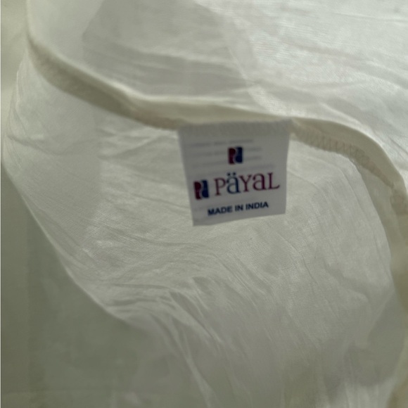 PAYAL Anthropology White Cotton Dress with Blue Floral Embroidery Size Medium - Picture 8 of 9